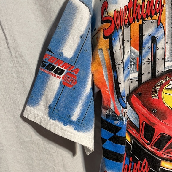 Vintage 90s T-shirt Large AOP California Speedway Racing Car 1997 NASCAR Allover - Picture 8 of 14